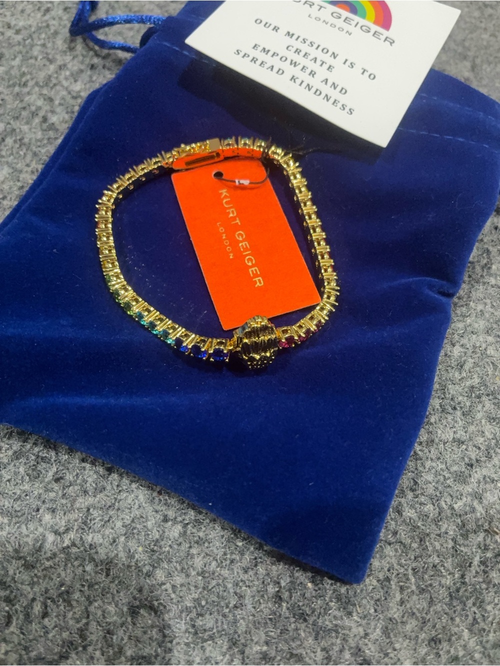 Kurt Geiger Gold Multicolor Crystal Stretch Bracelet